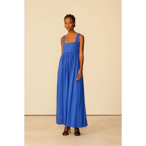 Vestido De Malha Com Decote Quadrado Azul