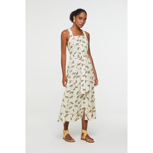 Vestido De Algodão Midi Estampado Jardineira