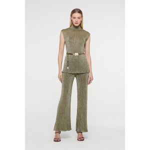 Calça Pantalona De Tricot Ampla Verde