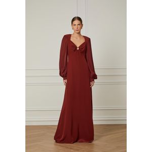 Vestido Longo De Seda Decote Com Desenho