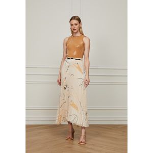 Saia Plissada Midi Estampada