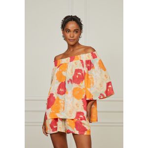 Blusa De Georgette Pesado Ombro a Ombro Estampado