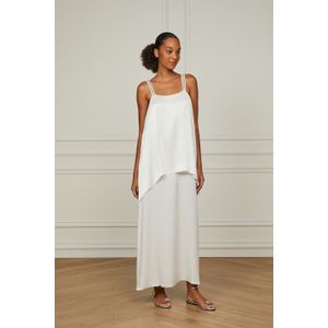 Vestido Longo Branco Alça Bordada Pedraria