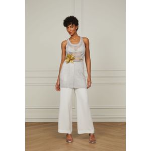 Vestido De Tricot Curto Lux Com Decote u Lurex Prata