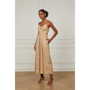 Vestido Midi De Algodão De Alcinha Detalhe Pregas No Decote e Amarração Nas Costas Estampado