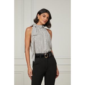 Blusa De Georgete Pesado Gola Amarração Estampada