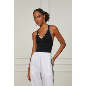 Body De Tricot Com Decote v e Nadador Nas Costas Fancy P&b