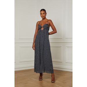 Vestido Longo Com Alça e Decote v Estampa Pois