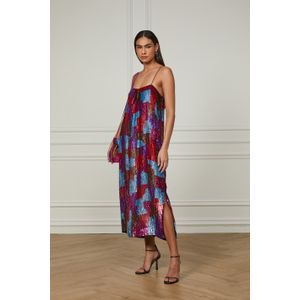 Vestido De Paetê Midi Colorido De Alça