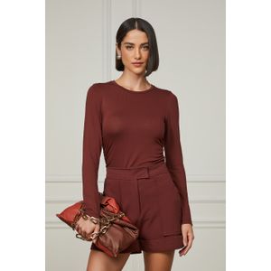 Blusa De Malha Manga Longa Com Franzido Na Lateral