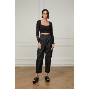 Blusa Cropped Decote Quadrado Manga Longa