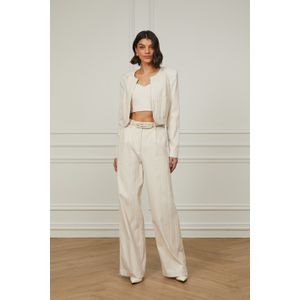Blazer Alfaiataria Bege Com Bolsos Frontais