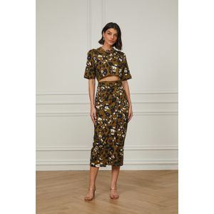 Vestido Midi T-Shirt Com Saia Pareô Estampado