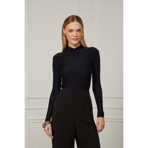 Blusa Gola Alta Transpasse e Manga Longa De Malha