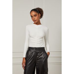 Blusa Manga Longa Detalhe Franzido De Malha