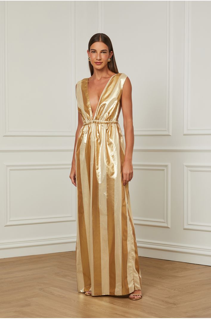 Vestido shops de seda dourado