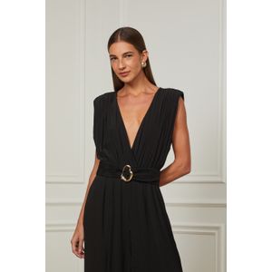 Body De Georgette Cavado Preto Decote v