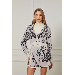 Cardigan De Tricot Cropped Jacquard Ikat