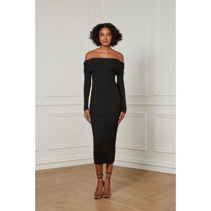 Vestido De Tricot Midi Ombro a Ombro