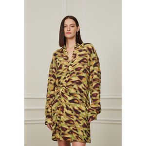 Vestido De Seda Chemise Torcida Textura