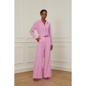 Calça De Seda Com Recorte Rosa Ciclamen
