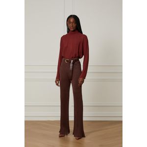 Calça Pantalona De Tricot Ampla Marrom