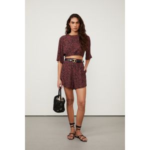 Short De Viscose Com Cós De Elástico Nas Costas Estampado Onça