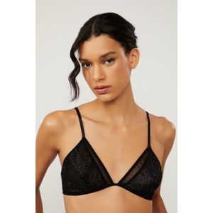Soutien Busto Duplo Renda Brilho Preto