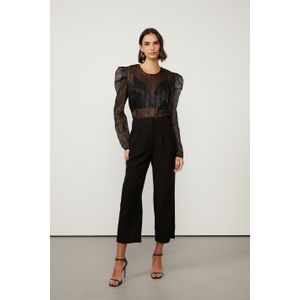 Blusa De Organza Manga Longa Com Mangas Bufantes