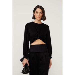 Blusa Torção Manga Longa Preta