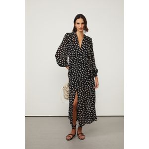 Chemise De Georgette Midi Com Detalhe a Fio Estampado