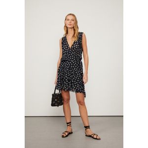 Vestido De Georgette Transpassado Curto Estampado