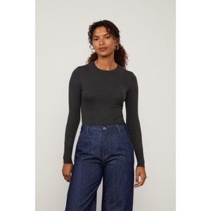 Blusa De Tricot Com Manga Longa e Decote Redondo Color Mescla