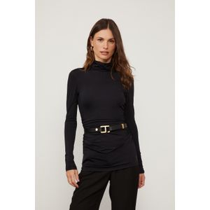 Blusa Manga Longa Drapeada Preta