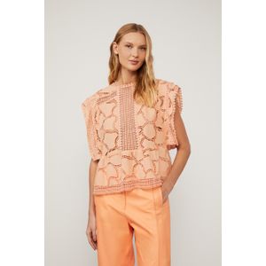 Blusa Laise De Algodão Rose Gold Com Entremeios