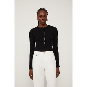 Blusa Manga Longa Textura Preta