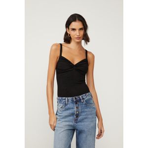Body De Malha Bubble Preto Com Detalhe Torcido