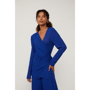 Blusa Drapeada Com Laco Marinho Sodalita