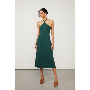 Vestido De Tricot Verde Com Amarração Nas Costas