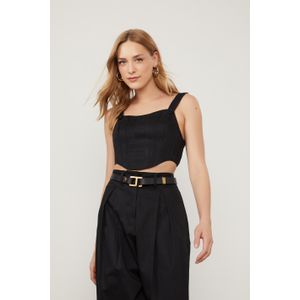 Top Cropped Estruturado Preto