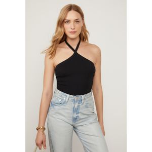 Blusa De Tricot Preta Com Amarração Nas Costas