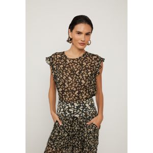 Blusa De Georgette Leve Babados Estampada