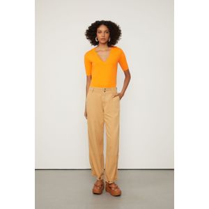 Calça Sarja Wide Leg Com Regulador Na Barra