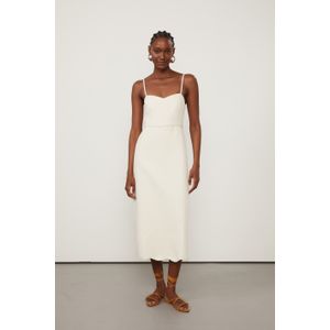 Vestido Jacquard De Algodão Midi Off White
