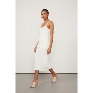 Saia De Tricot Off White Com Ondas Caneladas