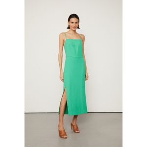 Slipdress De Crepe Verde Folha