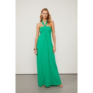 Vestido De Georgette Verde Com Frente Única