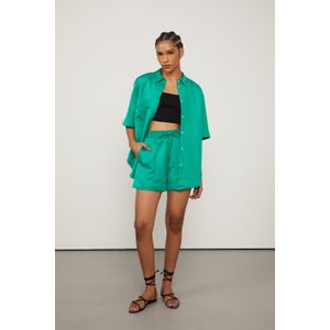 Short De Nylon Com Elástico Cintura Verde