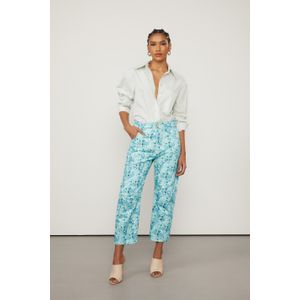 Calça De Sarja Floral Com Pence Joelho