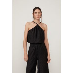 Top Cropped Frente Única Plissado Preto